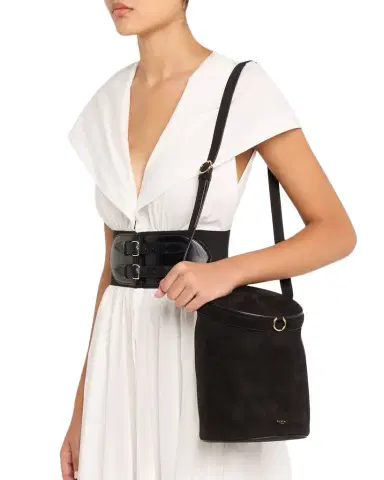 Alaïa Medium La Canette Suede Shoulder Bag | Thumbnail 1 Alaïa Medium La Canette Suede Shoulder Bag | Thumbnail 1