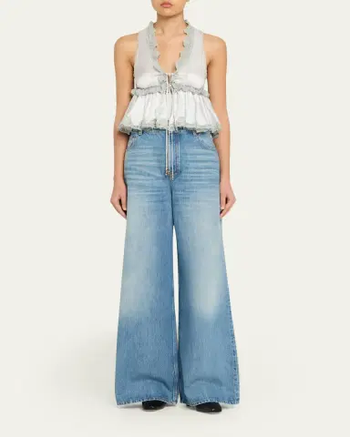 Chloé Ruffle V-Neck Sleeveless Silk Top | Thumbnail 2 Chloé Ruffle V-Neck Sleeveless Silk Top | Thumbnail 2