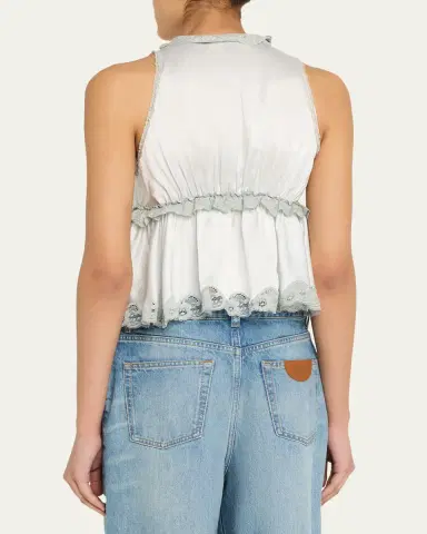 Chloé Ruffle V-Neck Sleeveless Silk Top | Thumbnail 3 Chloé Ruffle V-Neck Sleeveless Silk Top | Thumbnail 3