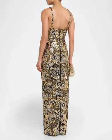 Bronx and Banco Allegra Sequined Sleeveless V-Neck Gown | Thumbnail 2 Bronx and Banco Allegra Sequined Sleeveless V-Neck Gown | Thumbnail 2
