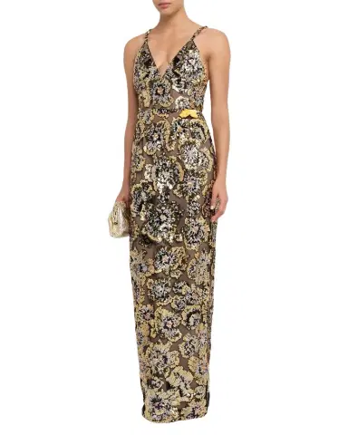 Bronx and Banco Allegra Sequined Sleeveless V-Neck Gown | Thumbnail 1 Bronx and Banco Allegra Sequined Sleeveless V-Neck Gown | Thumbnail 1