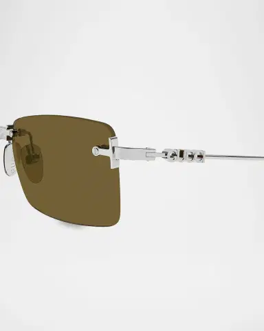 Gucci Men's Block 56mm Rimless Rectangular Metal Sunglasses | Thumbnail 2 Gucci Men's Block 56mm Rimless Rectangular Metal Sunglasses | Thumbnail 2