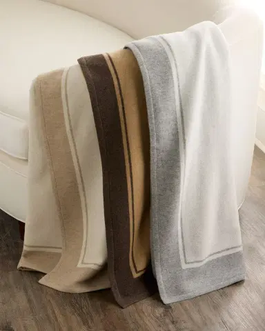 Sofia Cashmere Skyline Border Stripe Cashmere Throw, 56" x 72" | Thumbnail 1 Sofia Cashmere Skyline Border Stripe Cashmere Throw, 56" x 72" | Thumbnail 1