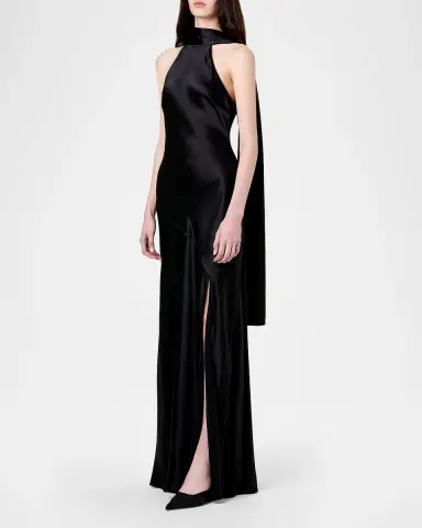 NICHOLAS Isa Draped Halter Gown | Thumbnail 3 NICHOLAS Isa Draped Halter Gown | Thumbnail 3