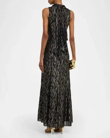 Shoshanna Flora Metallic Mock-Neck Maxi Dress | Thumbnail 2 Shoshanna Flora Metallic Mock-Neck Maxi Dress | Thumbnail 2
