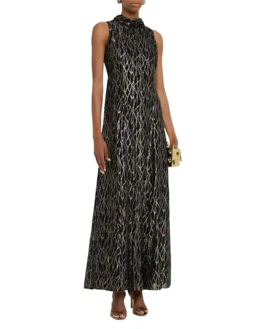 Shoshanna Flora Metallic Mock-Neck Maxi Dress | Thumbnail 1 Shoshanna Flora Metallic Mock-Neck Maxi Dress | Thumbnail 1