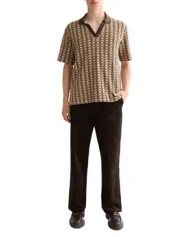 Scotch & Soda Men's Relaxed-Fit Geometric Toweling Johnny Collar Polo Shirt | Thumbnail 1 Scotch & Soda Men's Relaxed-Fit Geometric Toweling Johnny Collar Polo Shirt | Thumbnail 1