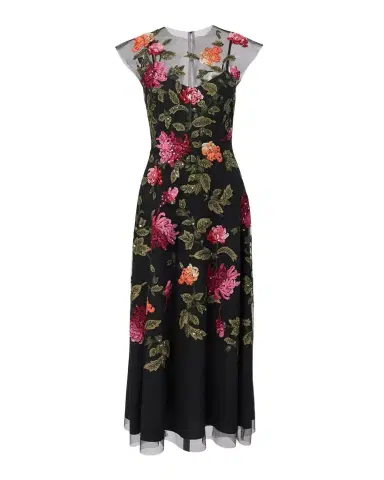 Carolina Herrera Floral-Embroidered Tulle Midi Dress | Thumbnail 1 Carolina Herrera Floral-Embroidered Tulle Midi Dress | Thumbnail 1