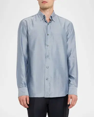 Brioni Men 's Cotton Twill Classic-Fit Sport Shirt | Thumbnail 3 Brioni Men 's Cotton Twill Classic-Fit Sport Shirt | Thumbnail 3