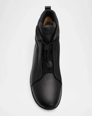ZEGNA Men 's Leather Triple Stitch Vetta High-Top Sneakers | Thumbnail 5 ZEGNA Men 's Leather Triple Stitch Vetta High-Top Sneakers | Thumbnail 5