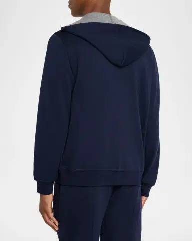 Brunello Cucinelli Men's Cashmere-Blend Hooded Sweatshirt Cardigan | Thumbnail 2 Brunello Cucinelli Men's Cashmere-Blend Hooded Sweatshirt Cardigan | Thumbnail 2