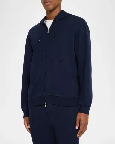 Brunello Cucinelli Men's Cashmere-Blend Hooded Sweatshirt Cardigan | Thumbnail 3 Brunello Cucinelli Men's Cashmere-Blend Hooded Sweatshirt Cardigan | Thumbnail 3
