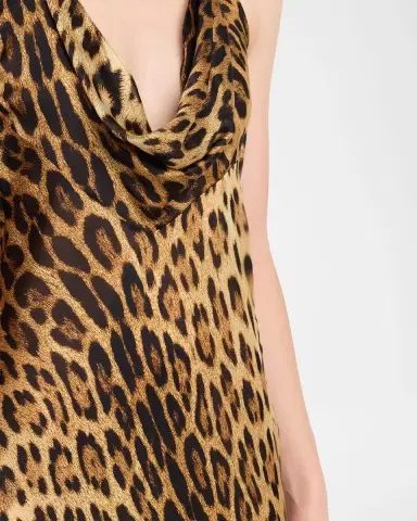 Roberto Cavalli Jaguar-Print Silk Draped Backless Gown | Thumbnail 5 Roberto Cavalli Jaguar-Print Silk Draped Backless Gown | Thumbnail 5