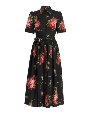Dolce & Gabbana Floral Poplin Short-Sleeve Belted Midi Shirtdress | Thumbnail 1 Dolce & Gabbana Floral Poplin Short-Sleeve Belted Midi Shirtdress | Thumbnail 1