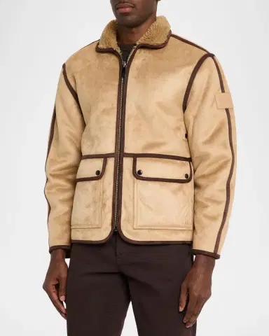 Scotch & Soda Men's Faux Shearling Full-Zip Jacket with Sleeve Label | Thumbnail 3 Scotch & Soda Men's Faux Shearling Full-Zip Jacket with Sleeve Label | Thumbnail 3