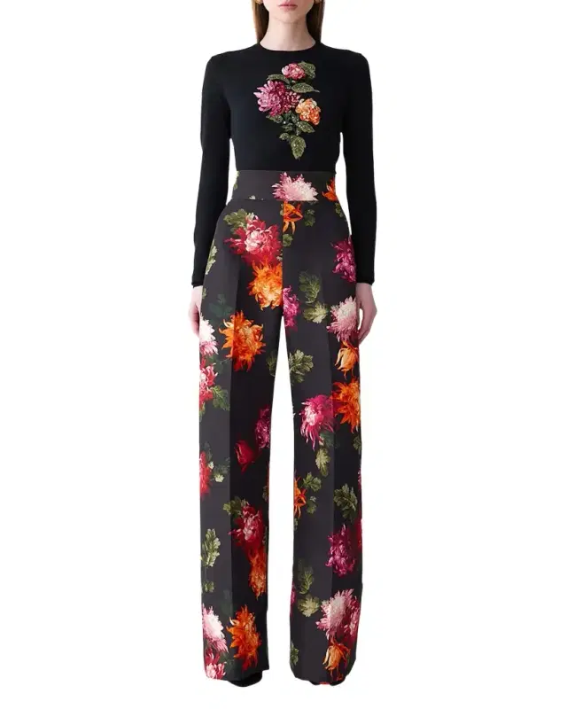 Diane Floral-Print Wide-Leg Pants Diane Floral-Print Wide-Leg Pants
