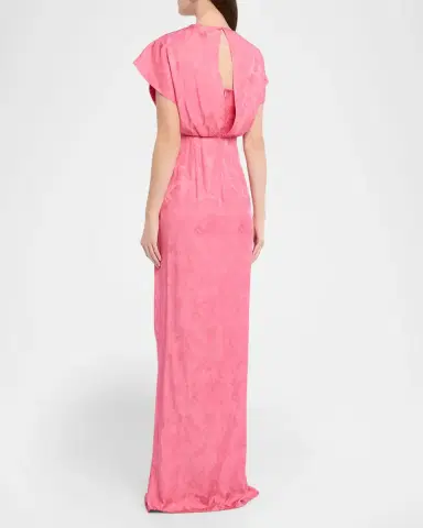 Prabal Gurung Jackie Twisted Floral Satin Jacquard Maxi Dress | Thumbnail 2 Prabal Gurung Jackie Twisted Floral Satin Jacquard Maxi Dress | Thumbnail 2