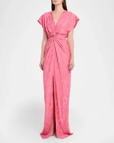Prabal Gurung Jackie Twisted Floral Satin Jacquard Maxi Dress | Thumbnail 3 Prabal Gurung Jackie Twisted Floral Satin Jacquard Maxi Dress | Thumbnail 3