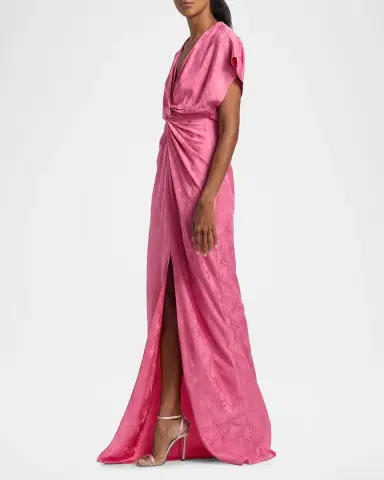 Prabal Gurung Jackie Twisted Floral Satin Jacquard Maxi Dress | Thumbnail 5 Prabal Gurung Jackie Twisted Floral Satin Jacquard Maxi Dress | Thumbnail 5