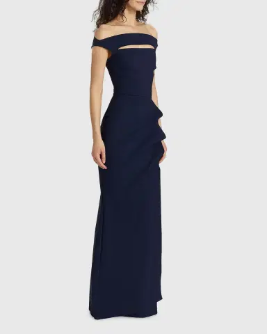 Chiara Boni La Petite Robe Cutout Off-Shoulder Column Gown | Thumbnail 3 Chiara Boni La Petite Robe Cutout Off-Shoulder Column Gown | Thumbnail 3