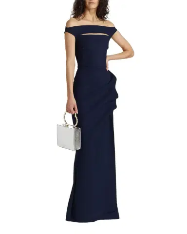 Chiara Boni La Petite Robe Cutout Off-Shoulder Column Gown | Thumbnail 1 Chiara Boni La Petite Robe Cutout Off-Shoulder Column Gown | Thumbnail 1