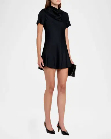 STAUD Iris Silk Cowl-Neck Mini Dress | Thumbnail 3 STAUD Iris Silk Cowl-Neck Mini Dress | Thumbnail 3