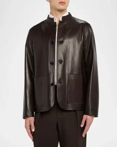 dunhill Men's Leather Driving Jacket | Thumbnail 3 dunhill Men's Leather Driving Jacket | Thumbnail 3