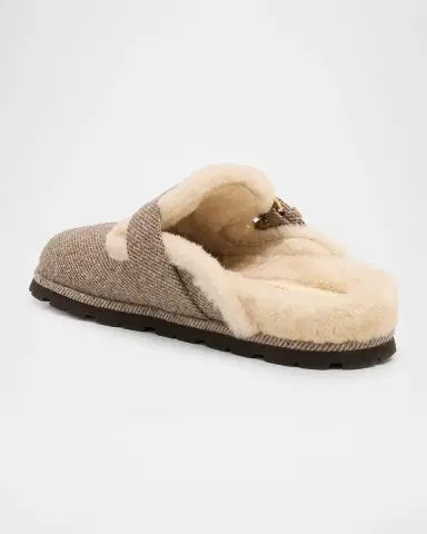 Stuart Weitzman Chrystie Shearling-Lined Twill Mules | Thumbnail 3 Stuart Weitzman Chrystie Shearling-Lined Twill Mules | Thumbnail 3
