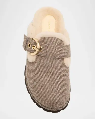 Stuart Weitzman Chrystie Shearling-Lined Twill Mules | Thumbnail 5 Stuart Weitzman Chrystie Shearling-Lined Twill Mules | Thumbnail 5