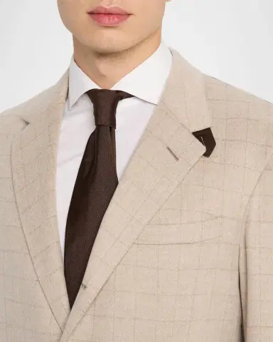dunhill Men 's Suede-Trim Cashmere Windowpane Sport Coat | Thumbnail 5 dunhill Men 's Suede-Trim Cashmere Windowpane Sport Coat | Thumbnail 5