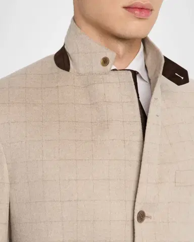 dunhill Men 's Suede-Trim Cashmere Windowpane Sport Coat | Thumbnail 7 dunhill Men 's Suede-Trim Cashmere Windowpane Sport Coat | Thumbnail 7