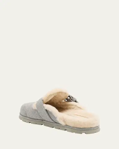 Stuart Weitzman Chrystie Shearling-Lined Flannel Mules | Thumbnail 4 Stuart Weitzman Chrystie Shearling-Lined Flannel Mules | Thumbnail 4