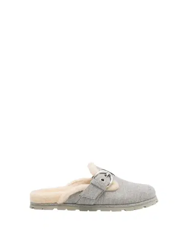 Stuart Weitzman Chrystie Shearling-Lined Flannel Mules | Thumbnail 1 Stuart Weitzman Chrystie Shearling-Lined Flannel Mules | Thumbnail 1