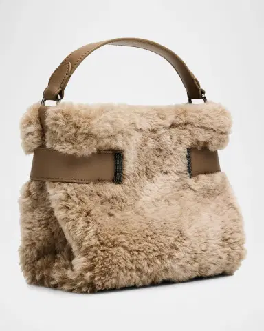 Brunello Cucinelli Essence Small Shearling Top-Handle Bag | Thumbnail 2 Brunello Cucinelli Essence Small Shearling Top-Handle Bag | Thumbnail 2
