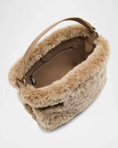 Brunello Cucinelli Essence Small Shearling Top-Handle Bag | Thumbnail 3 Brunello Cucinelli Essence Small Shearling Top-Handle Bag | Thumbnail 3