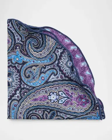 Edward Armah Men's Reversible Paisley Silk Pocket Circle | Thumbnail 3 Edward Armah Men's Reversible Paisley Silk Pocket Circle | Thumbnail 3