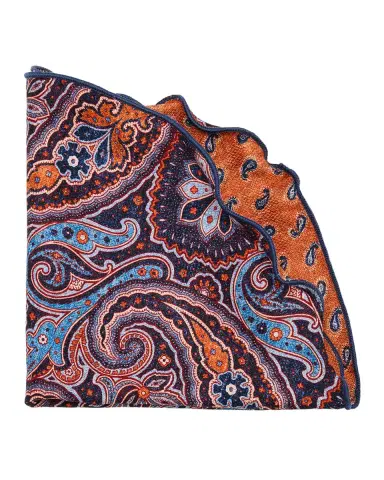 Edward Armah Men's Reversible Paisley Silk Pocket Circle | Thumbnail 2 Edward Armah Men's Reversible Paisley Silk Pocket Circle | Thumbnail 2