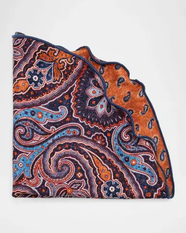 Edward Armah Men's Reversible Paisley Silk Pocket Circle | Thumbnail 3 Edward Armah Men's Reversible Paisley Silk Pocket Circle | Thumbnail 3