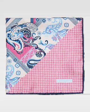 Edward Armah Men's Double-Printed Silk Hand-Rolled Pocket Square | Thumbnail 2 Edward Armah Men's Double-Printed Silk Hand-Rolled Pocket Square | Thumbnail 2