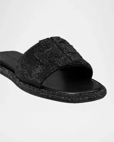 Tory Burch Double T Pave Leather Slide Sandals | Thumbnail 4 Tory Burch Double T Pave Leather Slide Sandals | Thumbnail 4