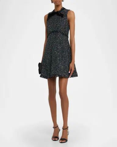 Shoshanna Alicia Bow-Front Shimmer Tweed Mini Dress | Thumbnail 3 Shoshanna Alicia Bow-Front Shimmer Tweed Mini Dress | Thumbnail 3