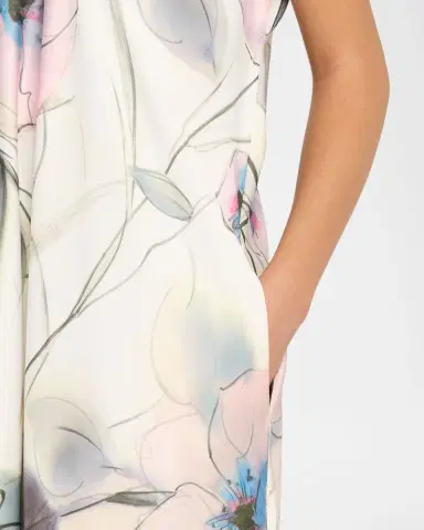 Natori Hiyaku Floral-Print Charmeuse Caftan | Thumbnail 4 Natori Hiyaku Floral-Print Charmeuse Caftan | Thumbnail 4