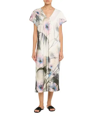 Natori Hiyaku Floral-Print Charmeuse Caftan | Thumbnail 1 Natori Hiyaku Floral-Print Charmeuse Caftan | Thumbnail 1