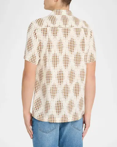 Scotch & Soda Men's Geometric Circle Camp Shirt with Pocket | Thumbnail 2 Scotch & Soda Men's Geometric Circle Camp Shirt with Pocket | Thumbnail 2