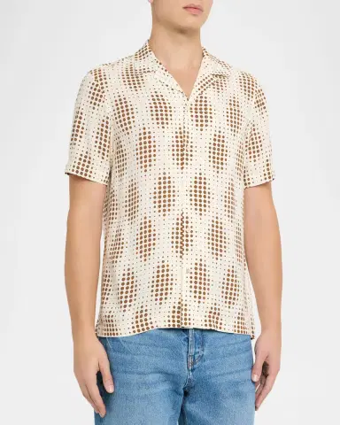 Scotch & Soda Men's Geometric Circle Camp Shirt with Pocket | Thumbnail 3 Scotch & Soda Men's Geometric Circle Camp Shirt with Pocket | Thumbnail 3