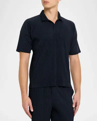 Homme Plissé Issey Miyake Men's Pleated Polyester Polo Shirt | Thumbnail 3 Homme Plissé Issey Miyake Men's Pleated Polyester Polo Shirt | Thumbnail 3