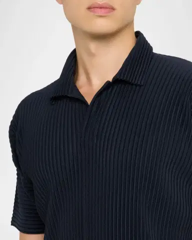 Homme Plissé Issey Miyake Men's Pleated Polyester Polo Shirt | Thumbnail 4 Homme Plissé Issey Miyake Men's Pleated Polyester Polo Shirt | Thumbnail 4