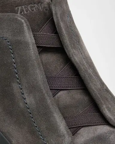 ZEGNA Men 's Triple Stitch Monte Leather & Suede Slip-On Sneakers | Thumbnail 4 ZEGNA Men 's Triple Stitch Monte Leather & Suede Slip-On Sneakers | Thumbnail 4