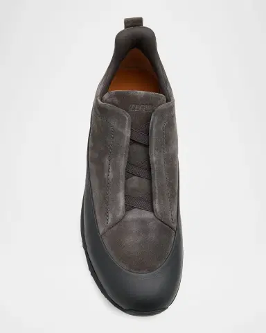 ZEGNA Men 's Triple Stitch Monte Leather & Suede Slip-On Sneakers | Thumbnail 5 ZEGNA Men 's Triple Stitch Monte Leather & Suede Slip-On Sneakers | Thumbnail 5