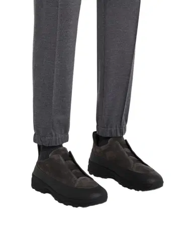 ZEGNA Men 's Triple Stitch Monte Leather & Suede Slip-On Sneakers | Thumbnail 1 ZEGNA Men 's Triple Stitch Monte Leather & Suede Slip-On Sneakers | Thumbnail 1